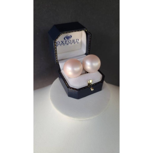 Iridescent Pink Dome Clip-on Earrings - Picture 1 of 10